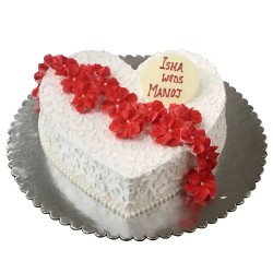 Floral Heart Shape Wedding Cake - 3 lbs .