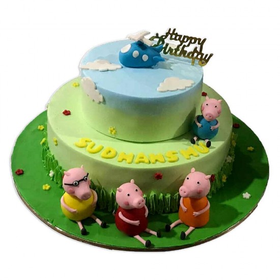 Peppa Pig Fondant Cake -6 lbs.