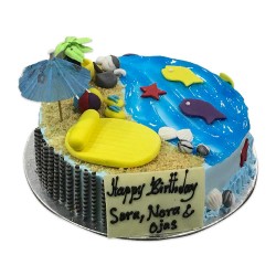 Beach Themed Customized Cake -2 lbs. Beach Themed Customized Cake -2 lbs.