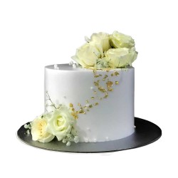 Classic White Wedding Cake with Gold Accents - 3 lbs. Classic White Wedding Cake with Gold Accents - 3 lbs.