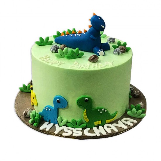 Dinosaur Themed Fondant Cake- 3 lbs.