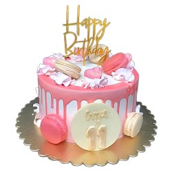 Pink Drip Cake with Macaroons- 2 lbs. Pink Drip Cake with Macaroons- 2 lbs.