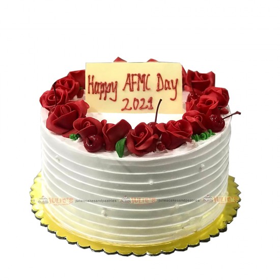 White Chocolate Blueberry Cake with Fondant Roses - 3 lbs.