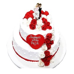 Wedding Special Cake with Couple Cake Topper