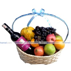 Wine & Seasonal Fruit Basket  Wine & Seasonal Fruit Basket