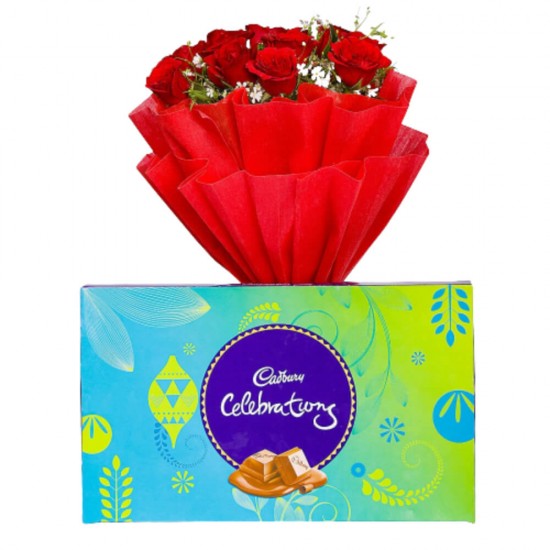 Red Roses With Cadbury Celebrations
