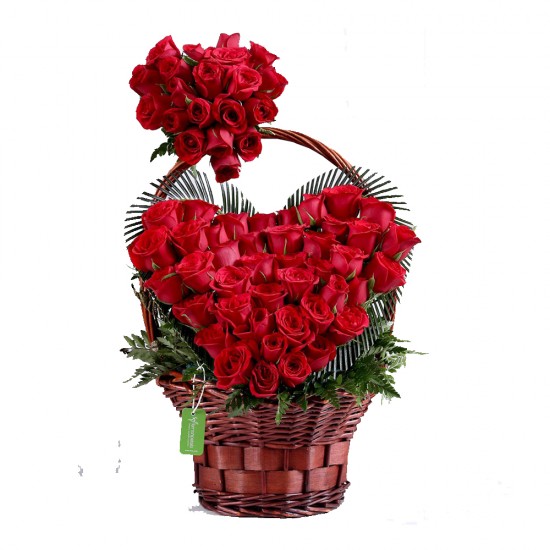 Basket Full of Red Roses