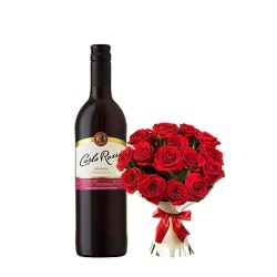 Rose Bouquet with Wine