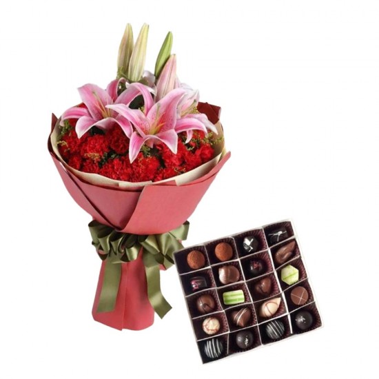 Mixed Flower Bouquet with Chocolates