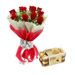 Ferrero Rocher Chocolates with Roses Bouquet Ferrero Rocher Chocolates with Roses Bouquet