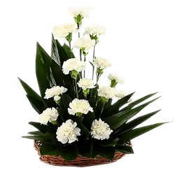 White Carnations Basket 