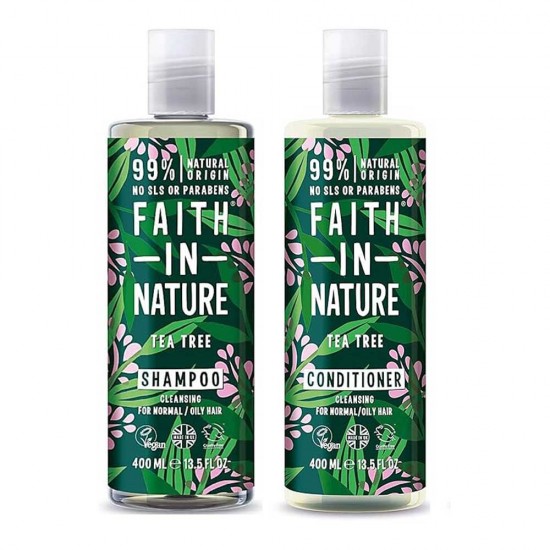 Faith In Nature Tea Tree Shampoo 400ml & Conditioner 400ml Duo