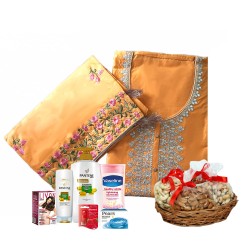 Yellow Silk Kurta with Dryfruits and Personal Care Hamper Yellow Silk Kurta with Dryfruits and Personal Care Hamper