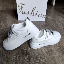 White Sneaker with Grey Straps White Sneaker with Grey Straps