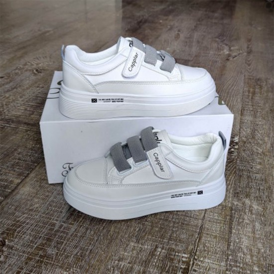 White Sneaker with Grey Straps