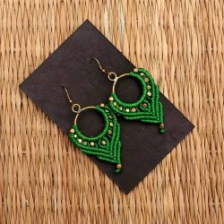Handmade Green/Gold Drop Earring Handmade Green/Gold Drop Earring