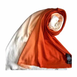 White & Orange Two Toned Pashmina Shawl White & Orange Two Toned Pashmina Shawl