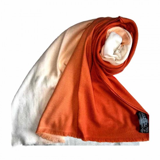 White & Orange Two Toned Pashmina Shawl