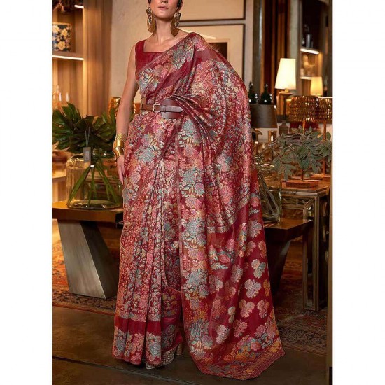 Floral Pattern Silk Saree