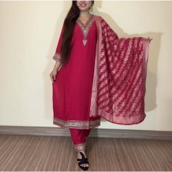 Avni Pink Embroidered Kurta Set with Brocade Dupatta Avni Pink Embroidered Kurta Set with Brocade Dupatta
