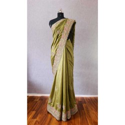 Mehendi Green Candy Silk Saree