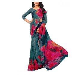 Multi Colored  Printed Georgette Saree Multi Colored  Printed Georgette Saree
