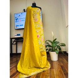 Mustard Yellow Floral Print Silk Kurta Mustard Yellow Floral Print Silk Kurta