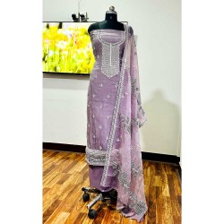 Lavender Pakistani Organza  Silk Kurta 