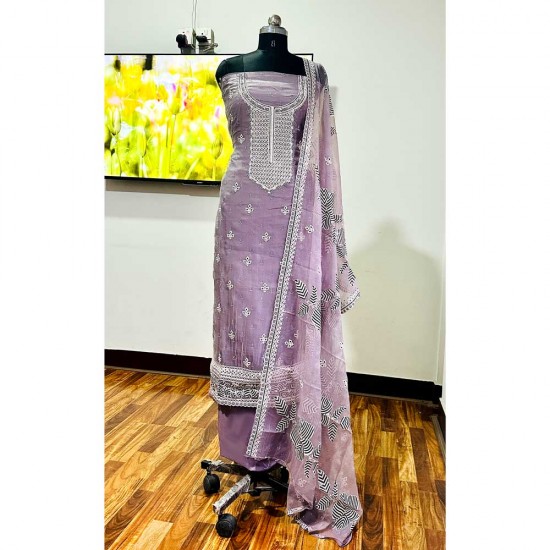 Lavender Pakistani Organza  Silk Kurta 