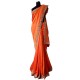 Orange Jute Silk Embroidered Saree