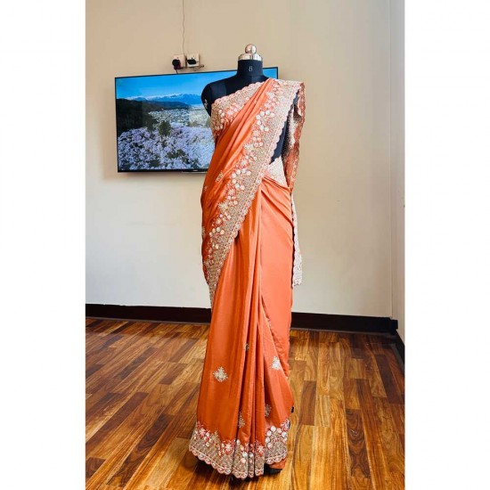 Rust Orange Candy Silk Saree