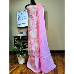 Pink Cotton Floral Print Unstitched Suit Set Pink Cotton Floral Print Unstitched Suit Set