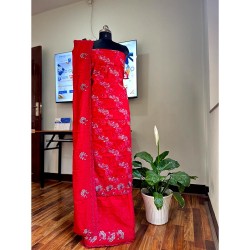 Red Cotton Floral Print Unstitched Suit Set Red Cotton Floral Print Unstitched Suit Set