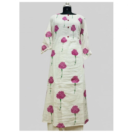 White & Magenta Floral Co-ord Set