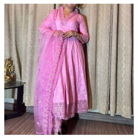 Blush Pink Cotton Umbrella Kurta 