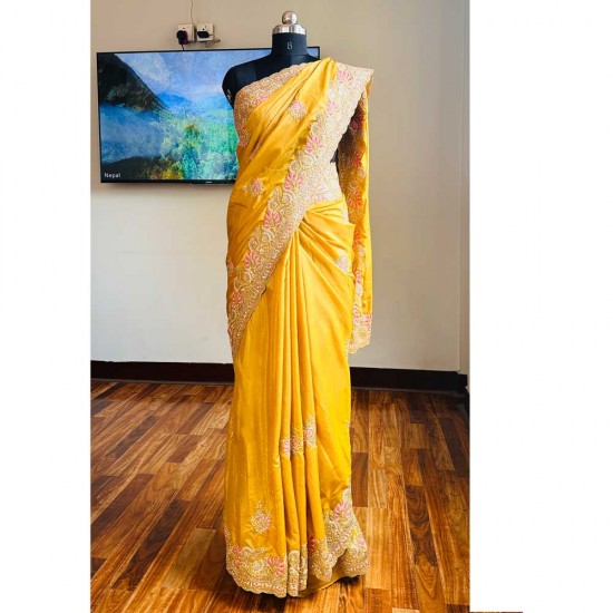 Olive Green Candy Silk Saree