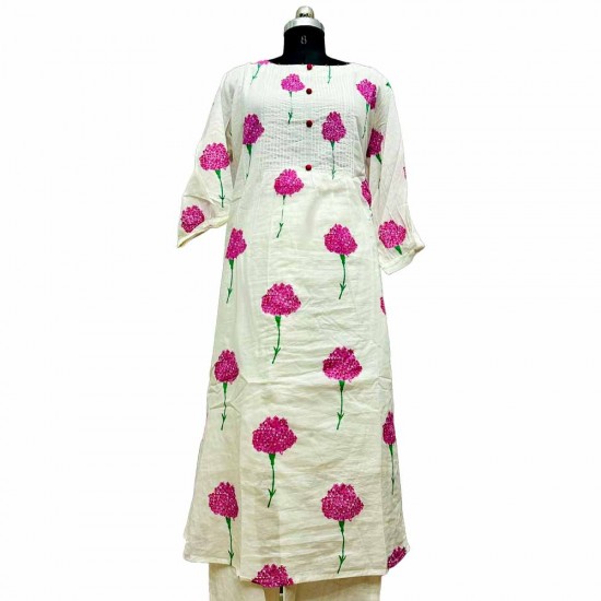 White & Magenta Floral Co-ord Set