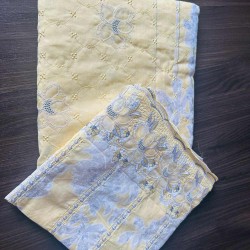 Yellow Cotton Floral Print Unstitched Suit Set