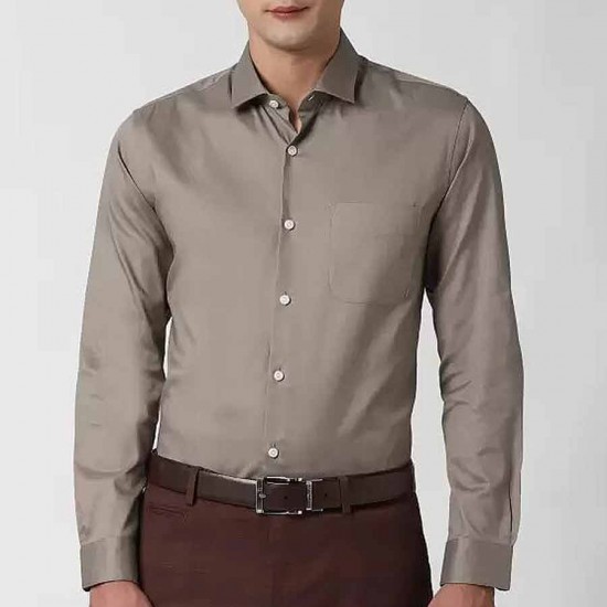 Peter England Brown Slim Fit Full Sleeves Formal Shirt