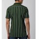 Peter England Green Super Slim Fit Stripe Half Sleeves Casual Shirt