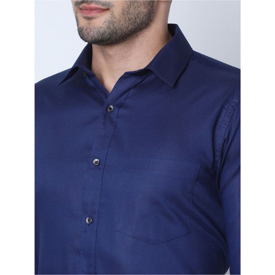 Oxemberg Navy Blue Formal Slim Fit Shirt