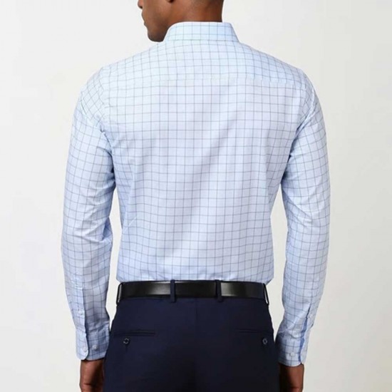 Peter England Cotton  Blue Slim Fit Checks  Shirt