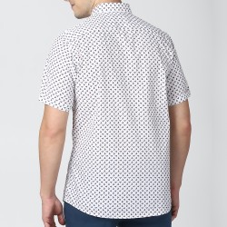 Peter England White Printed Half Sleeves Casual Shirt