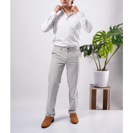 Oxemberg White Striped Formal Slim Fit Shirt