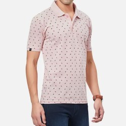 Siyaram's Tessio Men Regular Fit Printed Pink Polo T-Shirt Siyaram's Tessio Men Regular Fit Printed Pink Polo T-Shirt