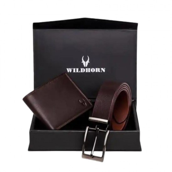 WILDHORN Nepal Classic Brown Genuine Leather Wallet & Genuine Leather Belt Combo