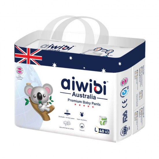 Aiwibi Australian Premium Diapers Baby Pants - Large 40 Pcs