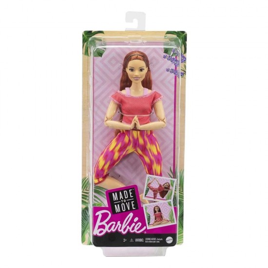 Barbie Made to Move Doll, with 22 Flexible Joints & Long Straight Red Hair Wearing Athleisure-wear for Kids