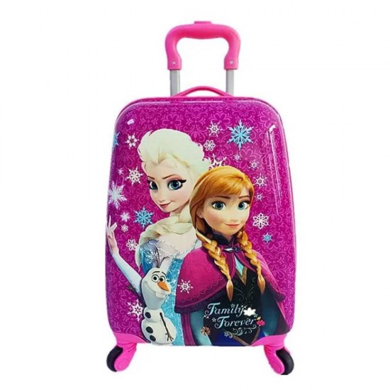 Elsa Anna/ Frozen Sisters Printed Pattern Non-Breakable & Extra Light Weight Kids Trolley Bag (16 Inch)