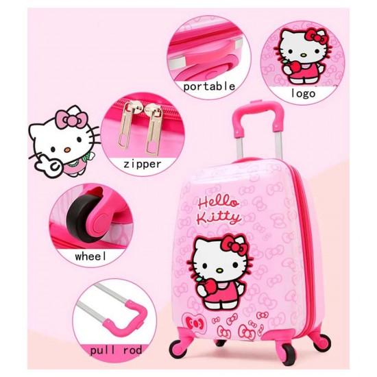 Hello Kitty Printed Non-Breakable & Extra Light Weight Kids Trolley Bag (16 Inch)